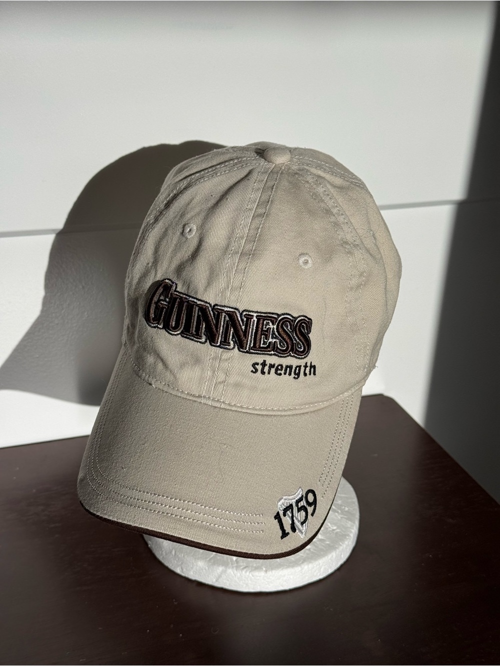 Guinness 1759 Baseball Cap Hat Beige Brown Adjustable Strap Dad Hat Beer Brewery